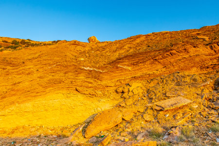 Mountain Rock Texture: Nature's Artistry in Ain Kanassira, Tunisiaの写真素材