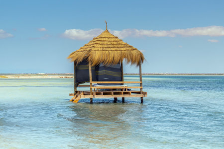 Beach Cabanas in Zarzis, Southern Tunisiaの写真素材