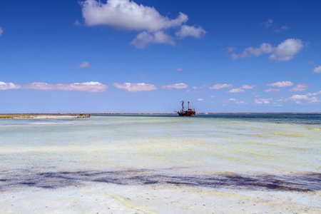 Pirate Ship Adventure at Zarzis Beach, Southern Tunisiaの写真素材