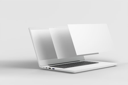 Browser Window Laptop Mockup 3D Renderingの写真素材