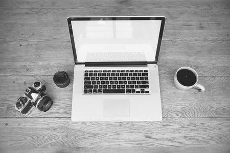 Computer mockup image blank screen with white background for advertisingの写真素材