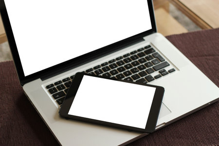 Mockup of a tablet with a blank screenの写真素材
