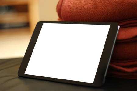 Mockup of a tablet with a blank screenの写真素材