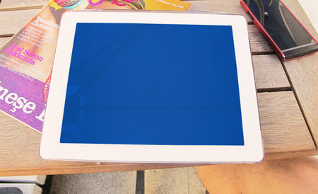 Mockup of a tablet with a blank screen