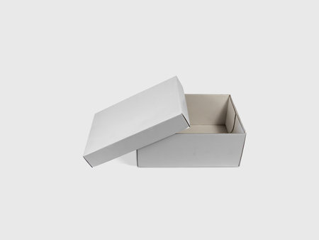 Shoe Box Paper Package Box Mockup Isolated on White Background. 3D Rendering
