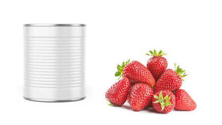 Strawberry Jam Food Tin Can Mockup Template Isolated Background