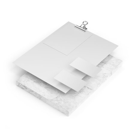 Papers Business Card Pen with Marble, 3D Illustrationの写真素材