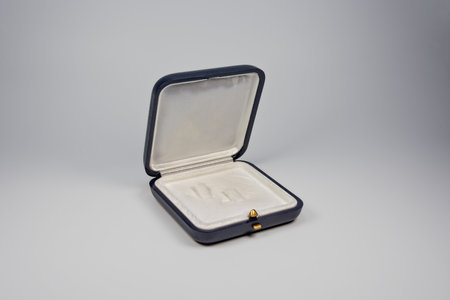 Jewelry Box Logo Mockup Branding 3D Rendering on Isolated Background.の写真素材