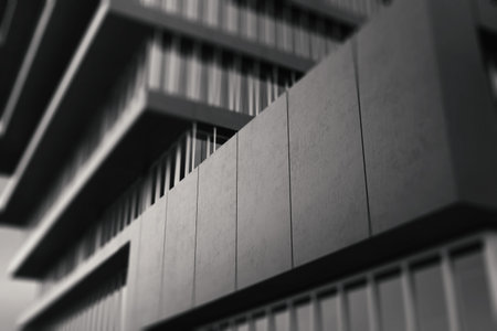Outdoor Signage Facade Wall Mockup for Logo. 3D Rendering