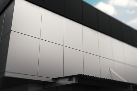 Outdoor Signage Facade Wall Mockup for Logo. 3D Renderingの写真素材