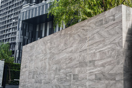 Outdoor Signage Facade Wall Mockup for Logo. 3D Rendering