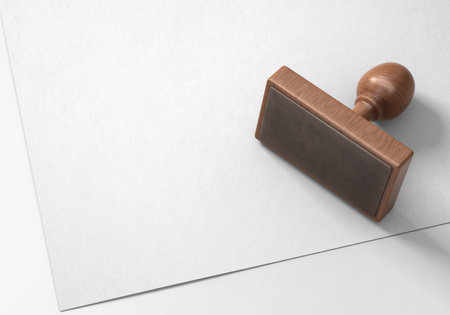 Rubber Stamp Mockup: 3D Rendering on Isolated Background.