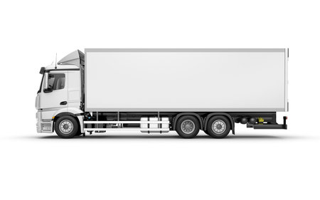 Truck Camion Mockup: 3D Rendering on Isolated Backgroundの写真素材