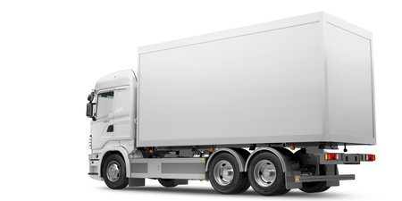 Truck Camion Mockup: 3D Rendering on Isolated Backgroundの写真素材