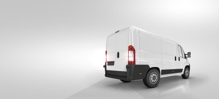 Panel Van Mockup: 3D Rendering on Isolated Background.