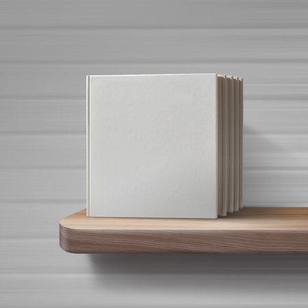 Square Book Mockup: 3D Rendering on Isolated Backgroundの写真素材