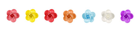 Plastic Artificial Roses for Cake Decoration on Isolated White Backgroundの写真素材