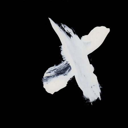 White brush strokes on black background zen styleの写真素材