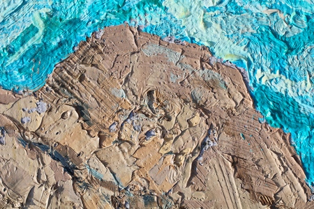 Oil Painting closeup texture background with  blue turquoise, blue, white, colors, vivid, colorful creative for interesting texturesの写真素材