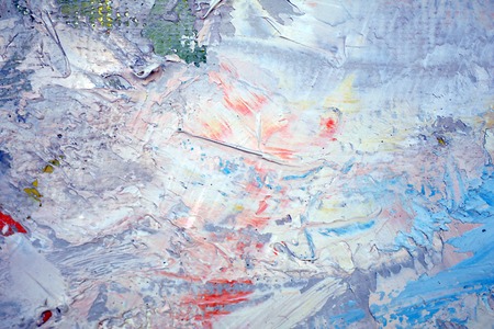 Painting closeup texture background with  pink, red, blue, gray, white  colors for vivid colorful creative backgrounds. Oil on canvas.の写真素材