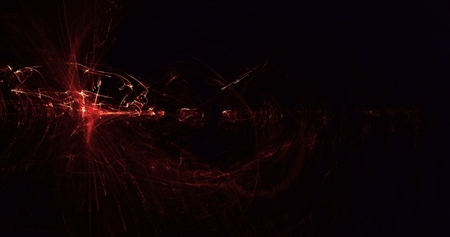 Abstract red light and laser beams, fractals  and glowing shapes  multicolored art background...