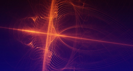 Abstract red light and laser beams, fractals  and glowing shapes  multicolored art background...