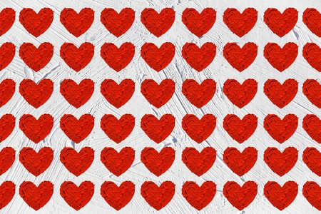 Red hearts illustration on  brush strokes textured background. For valentine's day, mother's day,...