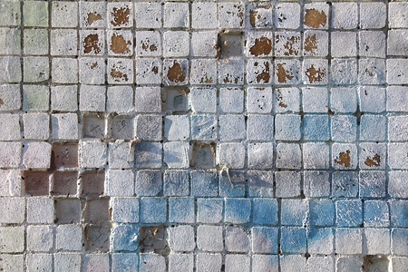 Painted mosaic brick tile wall, close up of graffiti texture, with vibrant colors for creativity,...