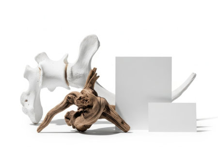 Driftwood sculpture with white backgroundの素材