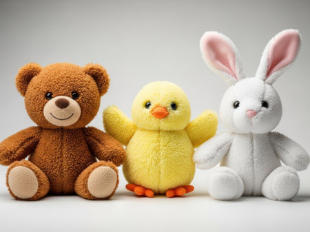 Three cuddly stuffed animalsの素材