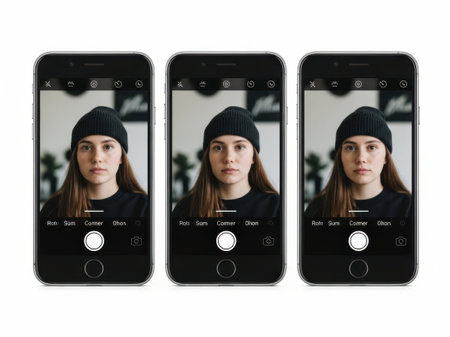 Self-portrait series on smartphone cameraの素材