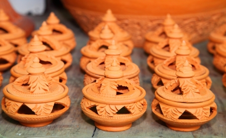Earthenware for Olibanum  The handmade in Thailandの写真素材