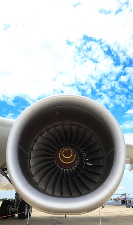 BANGKOK, THAILAND - JUNE 29: Boeing 747-400 jet engine was showed in Cerebration of 100 year of Royal Thai air force (RTAF) at Don Muang airport on June 29,2012 in Bangkok, Thailandのeditorial素材