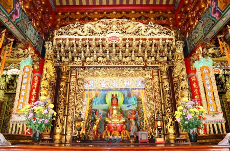 BANGKOK, THAILAND - JUNE 22: The Guan In Goddess in Chinese temple. This is the place for worship of Thai people at Thumkatunyoo foundation  ,Bangkok, Thailand. June 22, 2012.のeditorial素材