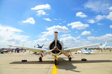 BANGKOK, THAILAND - JUNE 29: Grumman F8F Bearcat was showed in Cerebration of 100 year of Royal Thai air force (RTAF) at Don Muang airport on June 29,2012 in Bangkok, Thailand のeditorial素材