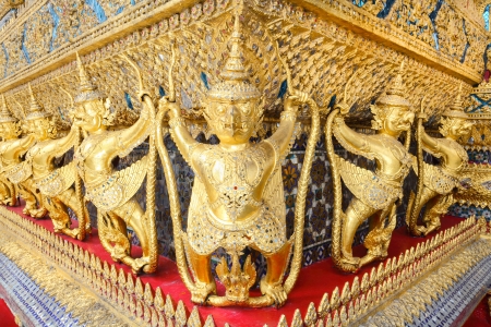 BANGKOK,THAILAND - OCTOBER 19 : The beautiful ancient Garuda over 100 years statue which show the high faith of the artist to the Buddhism at Wat Prakeaw temple on October 19,2012 in Bangkok,Thailandのeditorial素材