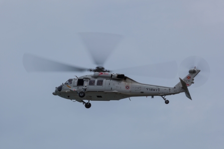 RAYONG,THAILAND-July 31 The government use MH-60 Seahawk helicopter to see the progress of crude oil...