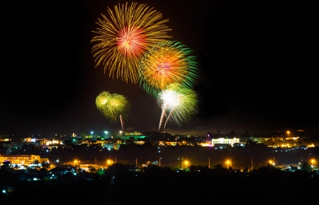 PRAJUABKIRIKAN,THAILAND-DECEMBER 21   The big firework festival was show for her majesty birthday of the King Bhumibol Adulyadej in Huahin on December 21,2013 in Prajuabkirikan,Thailand のeditorial素材