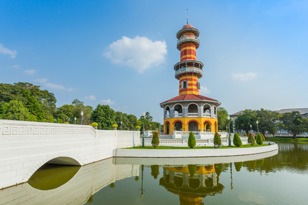 AYUTTHAYA,THAILAND- APRIL 19  Ho Withun Thasana where The King Chulalongkorn built for viewing and observe surrounding countryside on 1881 at Bang Pa-In palace on April 19,2014 in Ayutthaya,Thailand のeditorial素材