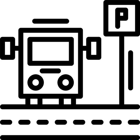 Parking shuttle bus Linear Style Icon Designのイラスト素材