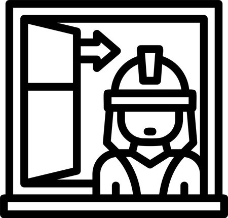 Fire Drill Evacuation Linear Style Icon Designのイラスト素材