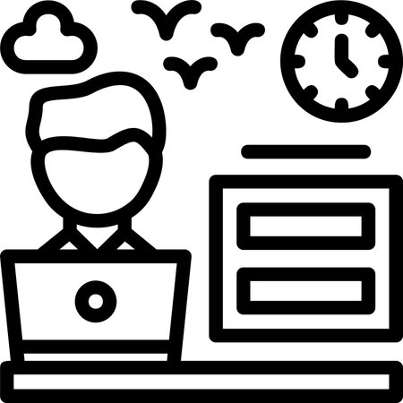 Remote office hours Linear Style Icon Designのイラスト素材