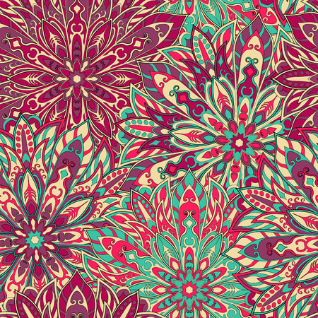 Seamless mandala pattern for printing on fabric or paper. Hand drawn background. Islam, Arabic, Indian, ottoman motifs.のイラスト素材