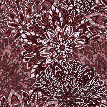 Seamless mandala pattern for printing on fabric or paper. Hand drawn background. Islam, Arabic, Indian, ottoman motifs.のイラスト素材