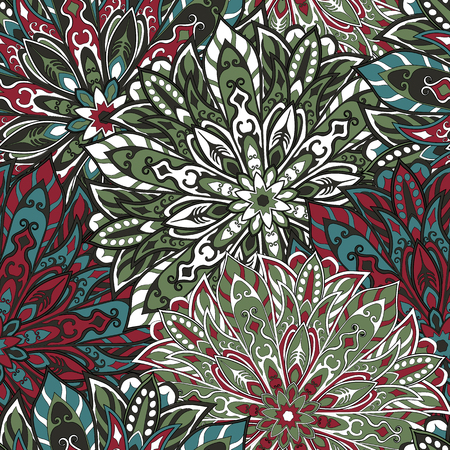 Seamless mandala pattern for printing on fabric or paper. Hand drawn background. Islam, Arabic, Indian, ottoman motifs.のイラスト素材