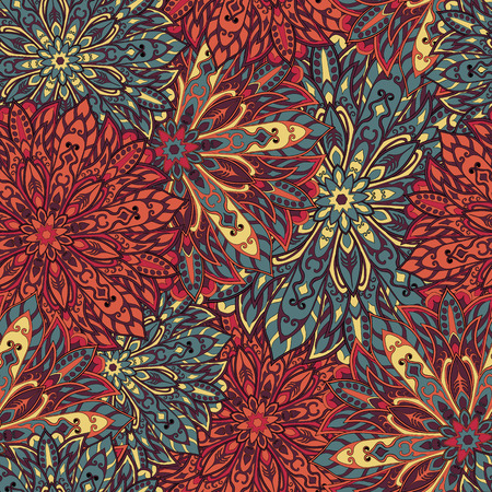 Seamless mandala pattern for printing on fabric or paper. Hand drawn background. Islam, Arabic, Indian, ottoman motifs.のイラスト素材