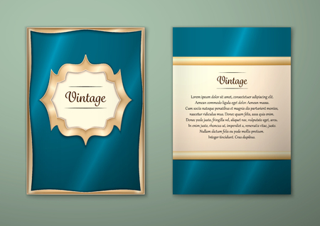 Brochure royal design Layout template, size A5. Gold frame.のイラスト素材