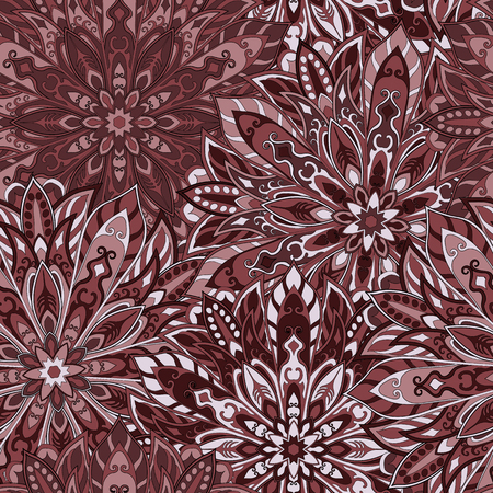Seamless mandala pattern for printing on fabric or paper. Hand drawn background. Islam, Arabic, Indian, ottoman motifs.のイラスト素材