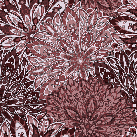 Seamless mandala pattern for printing on fabric or paper. Hand drawn background. Islam, Arabic, Indian, ottoman motifs.のイラスト素材