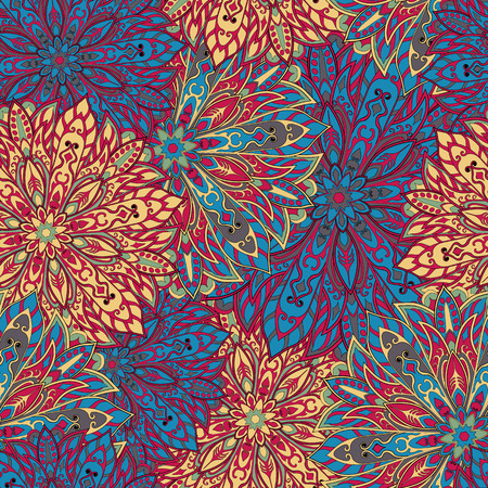 Seamless mandala pattern for printing on fabric or paper. Hand drawn background. Islam, Arabic, Indian, ottoman motifs.のイラスト素材